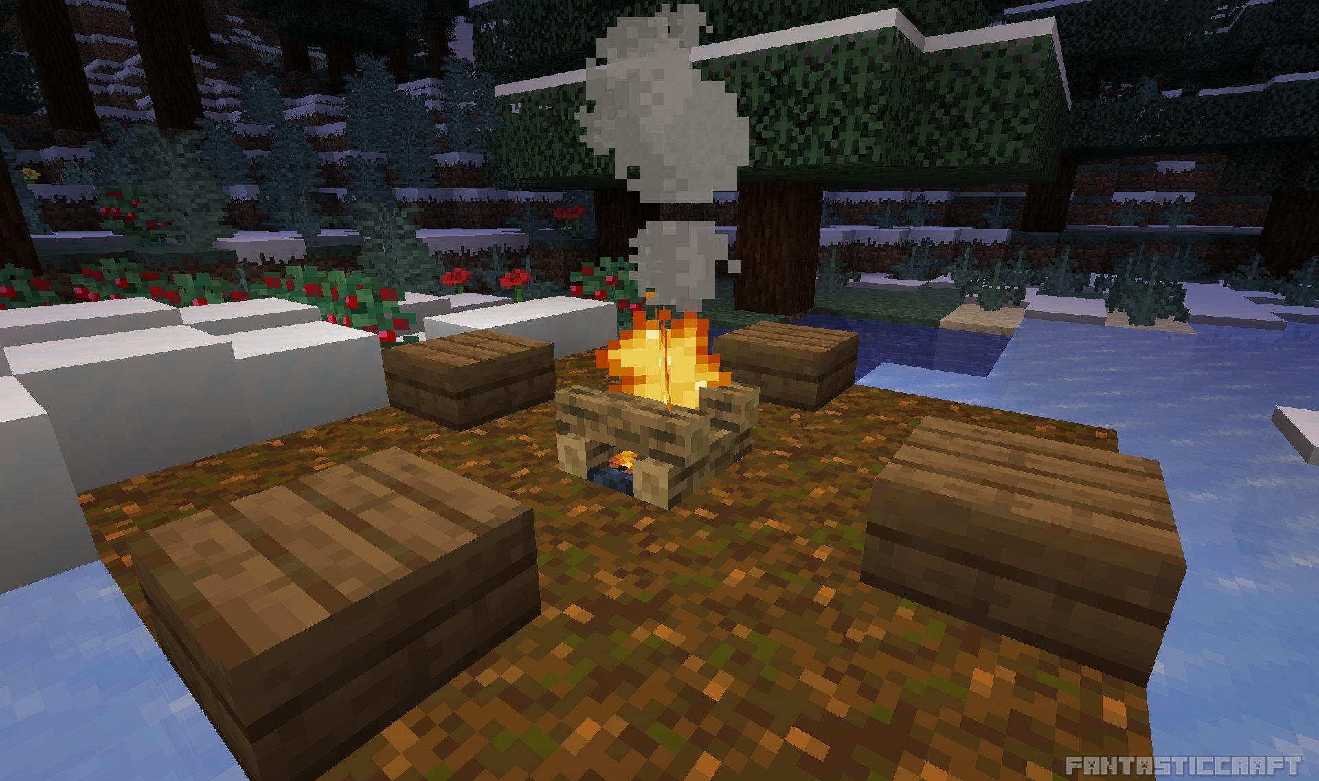Minecraft 1.14. Костёр в последней версии текстуры.